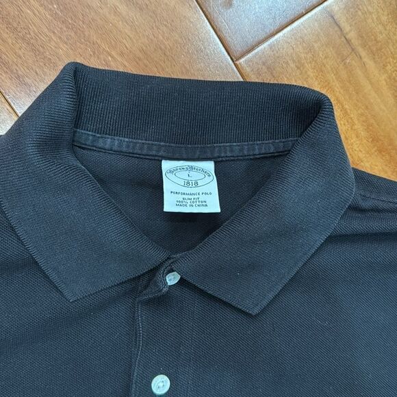 Brooks Brothers 1818 Mens Large Black Short Sleeve Polo Shirt size L - Picture 2 of 8